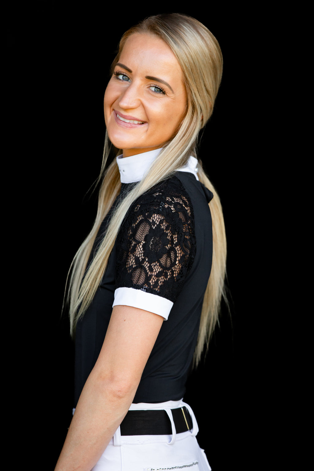 Short Sleeve Lace shirt- Black