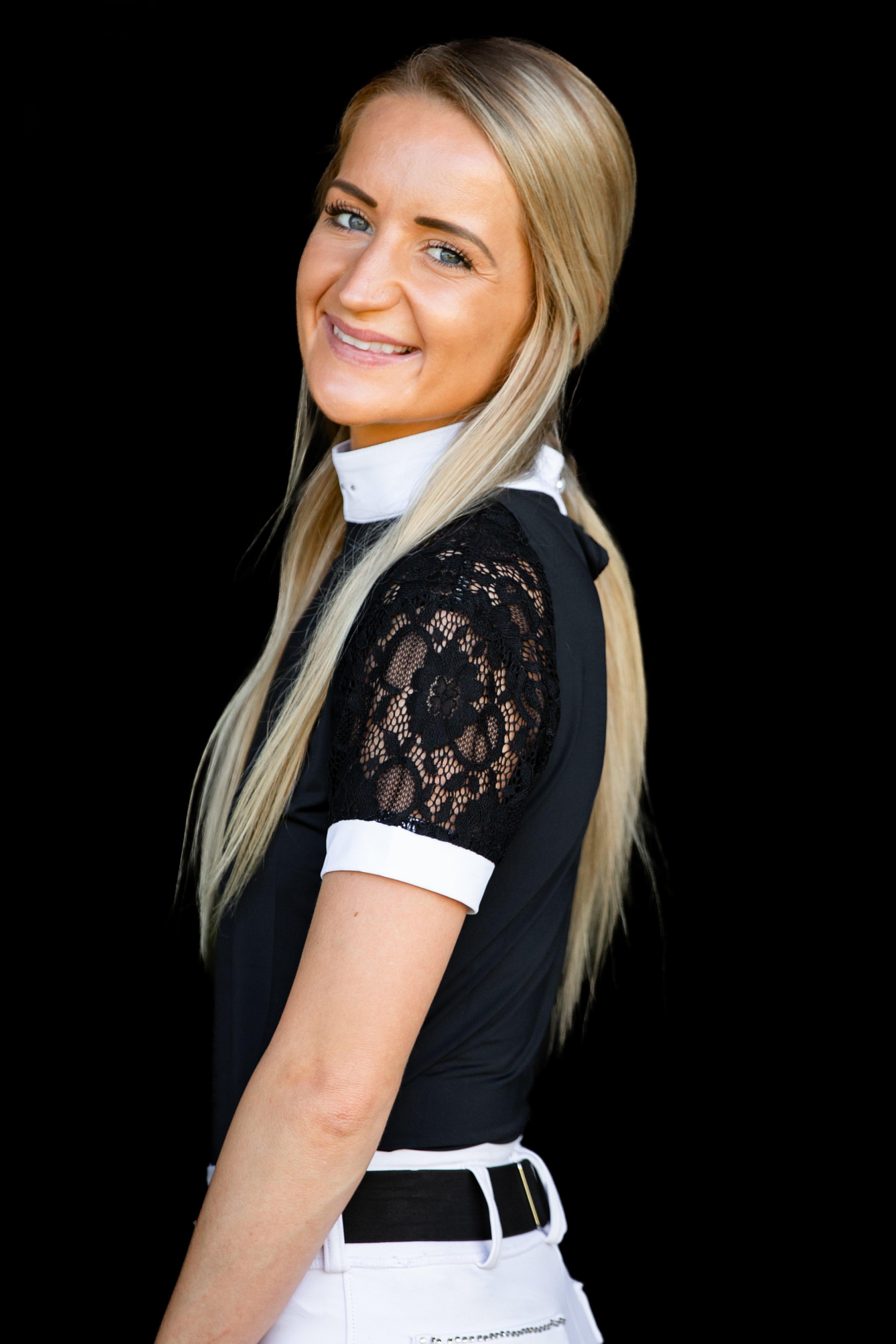 Short Sleeve Lace shirt- Black