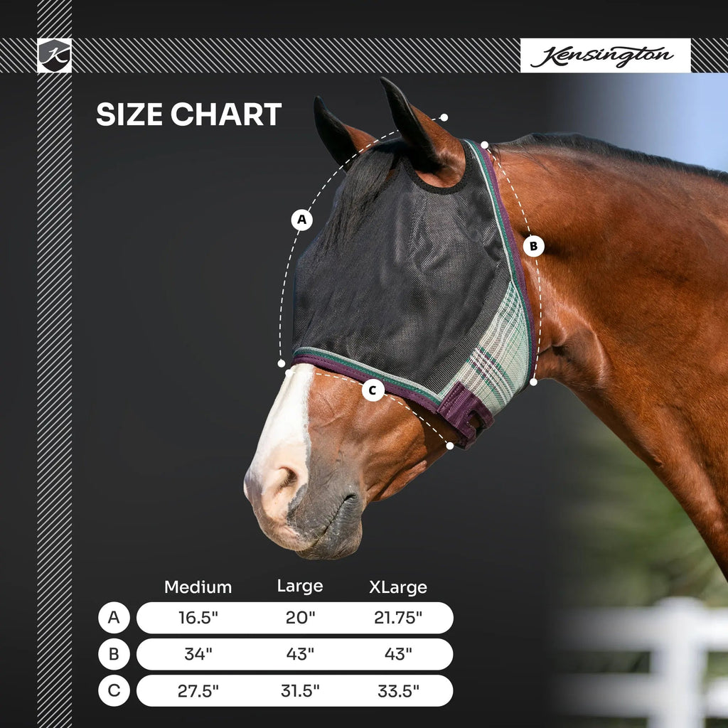 Kensington UViator CatchMask Fly Mask with 90% UV Protection - Roomy Fit