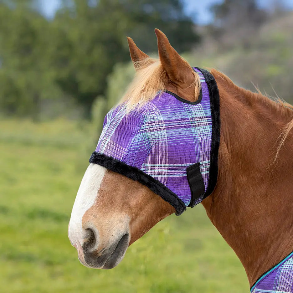 Kensington Draft Horse Fly Mask with Fleece Trim & 73% UV Protection - Open Top Design