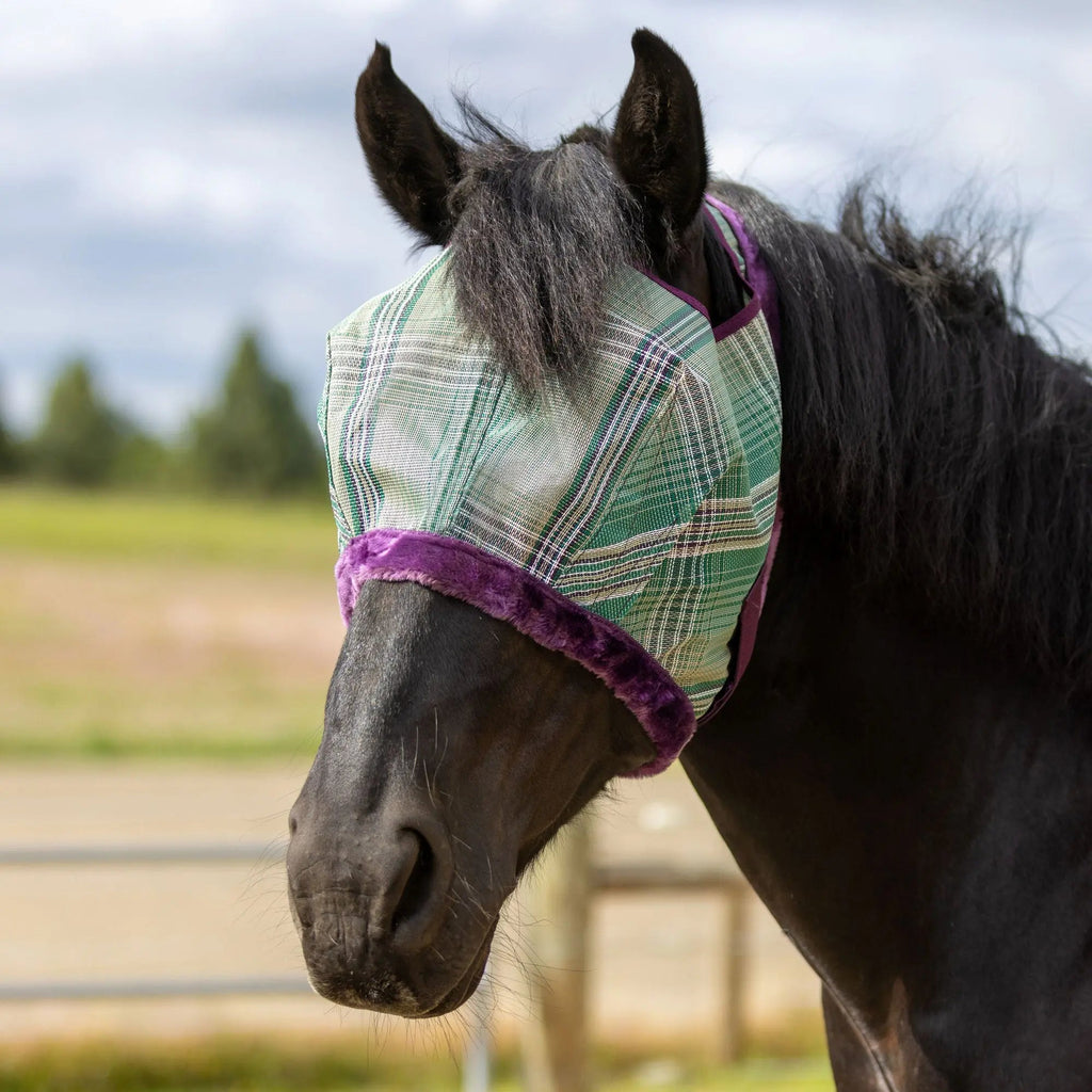 Kensington Draft Horse Fly Mask with Fleece Trim & 73% UV Protection - Open Top Design
