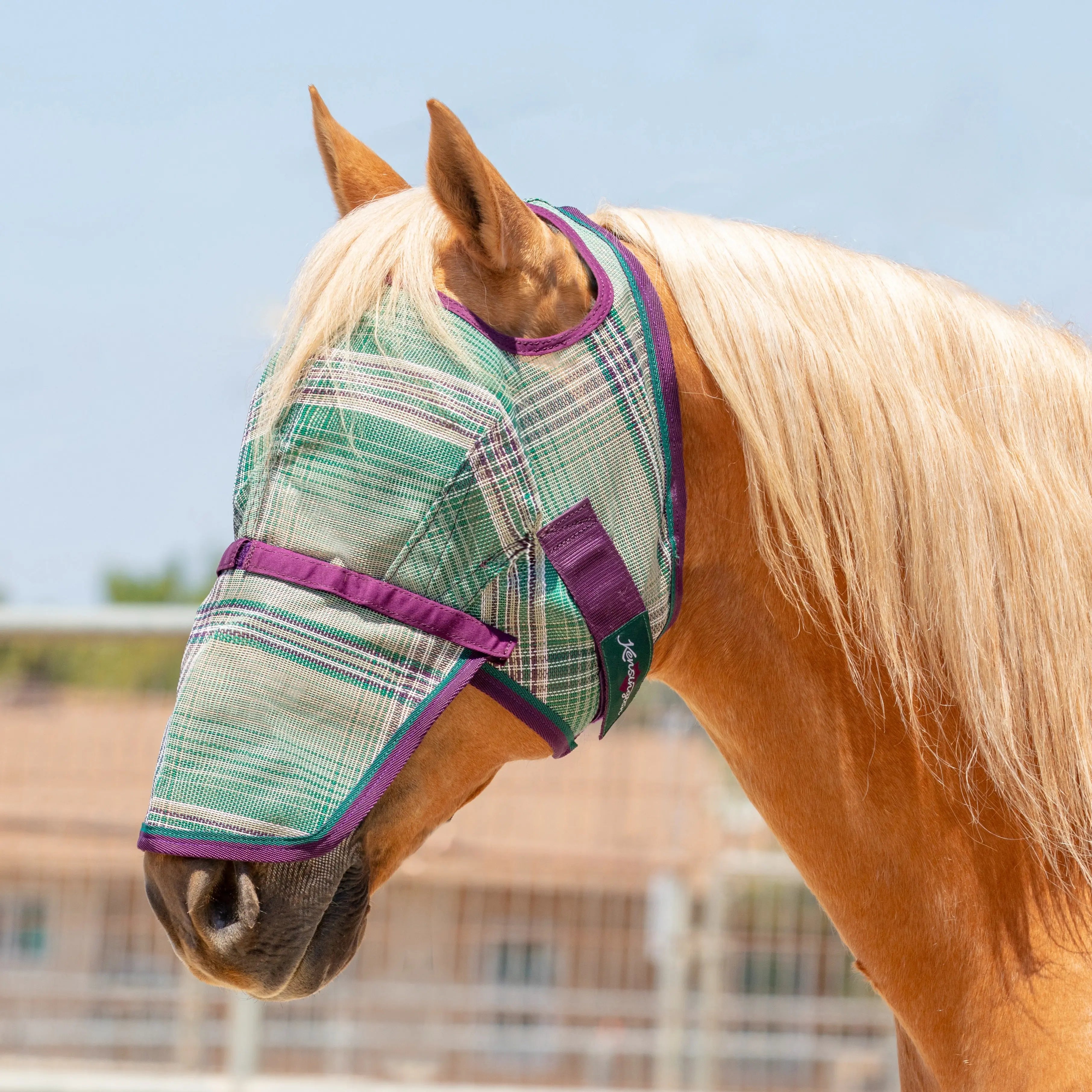 Kensington Fly Mask with Nose & 73% UV Protection - Open Top Design
