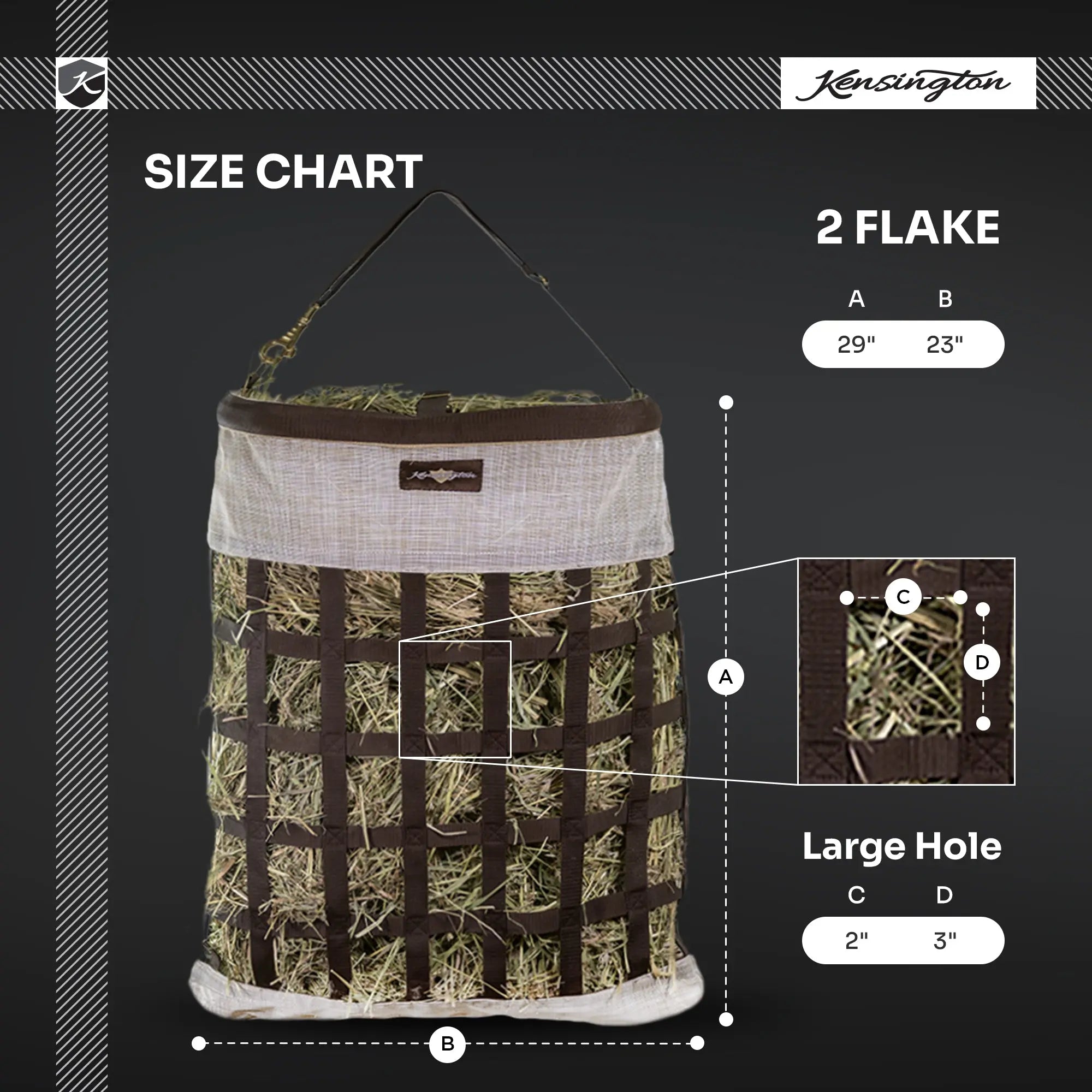Kensington Slow Feed Hay Bag with Easy Load Rim - 2 Flake Capacity