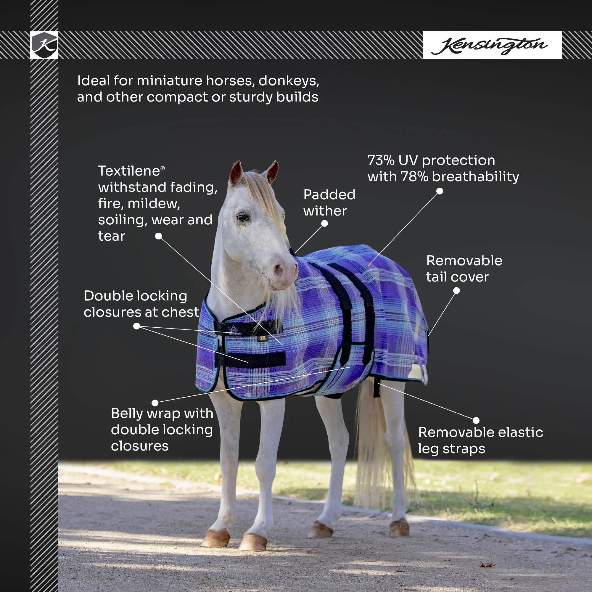 Kensington Mini Protective Fly Sheet with Belly Band - 73% UV Protection