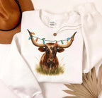 Longhorn Christmas Lights Western Cow Head Shirt – Graphic Tee, Long Sleeve & Crewneck