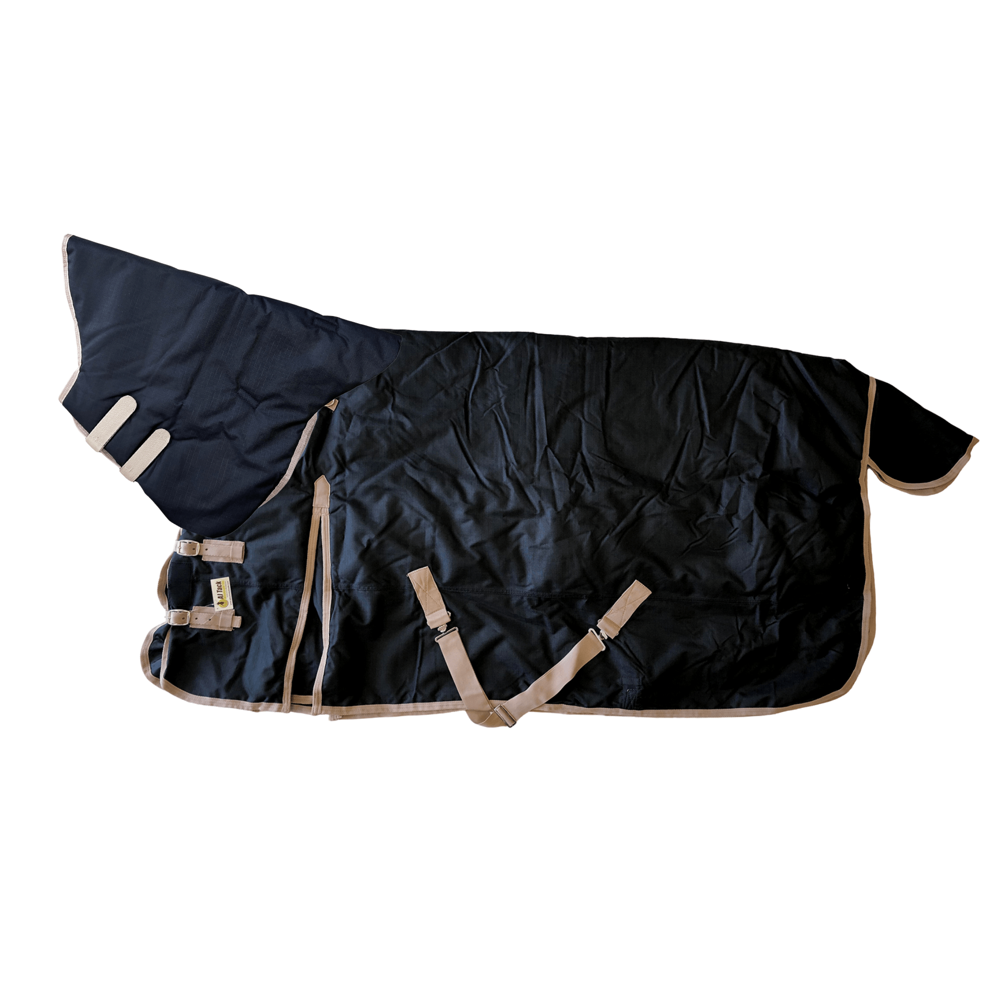 AJ Tack 400g 1200D Waterproof Turnout Horse Blanket with Neck Rug - Black