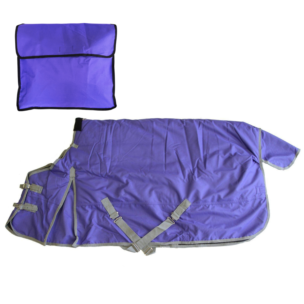 AJ Tack 400g 1200D Horse Turnout Blanket with Storage Bag - Purple