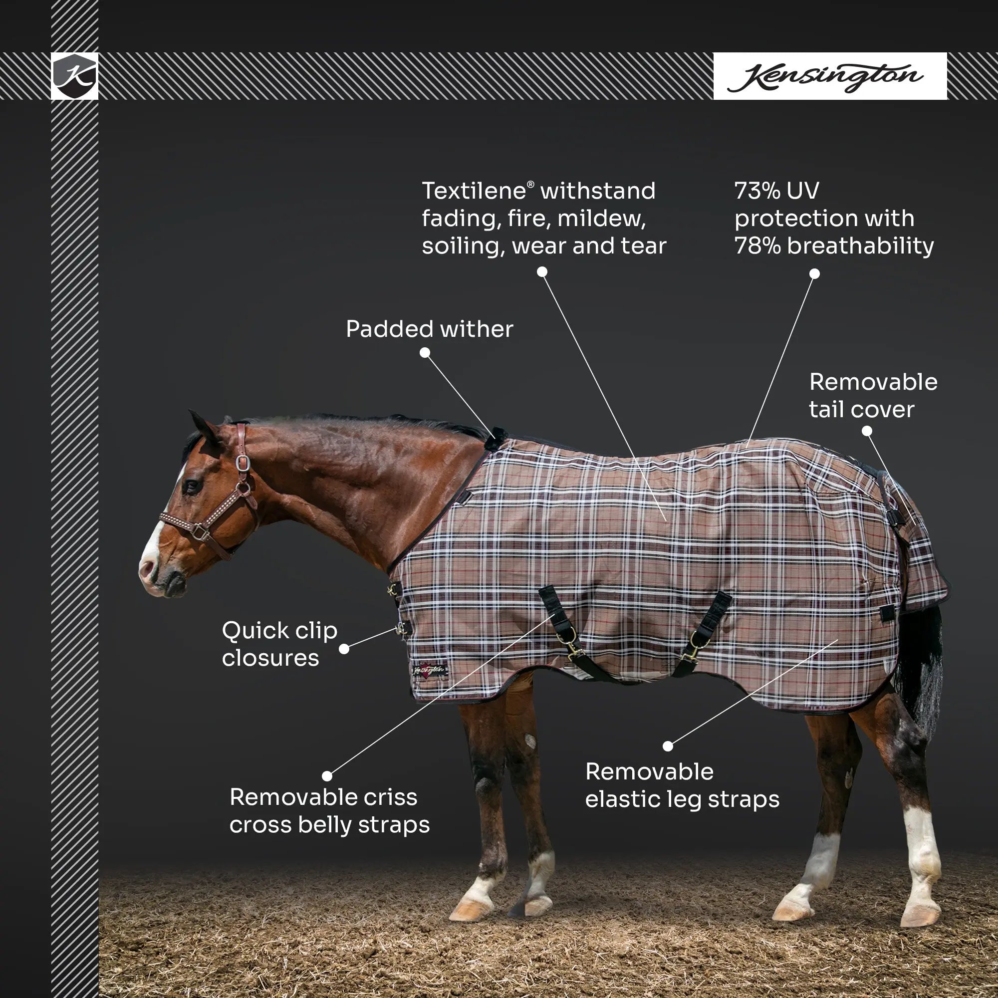 Kensington Yellowstone Equine Protective Fly Sheet - 73% UV Blocking + Pest Protection