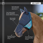 Kensington UViator CatchMask Fly Mask with Long Nose, Ears & 90% UV Protection
