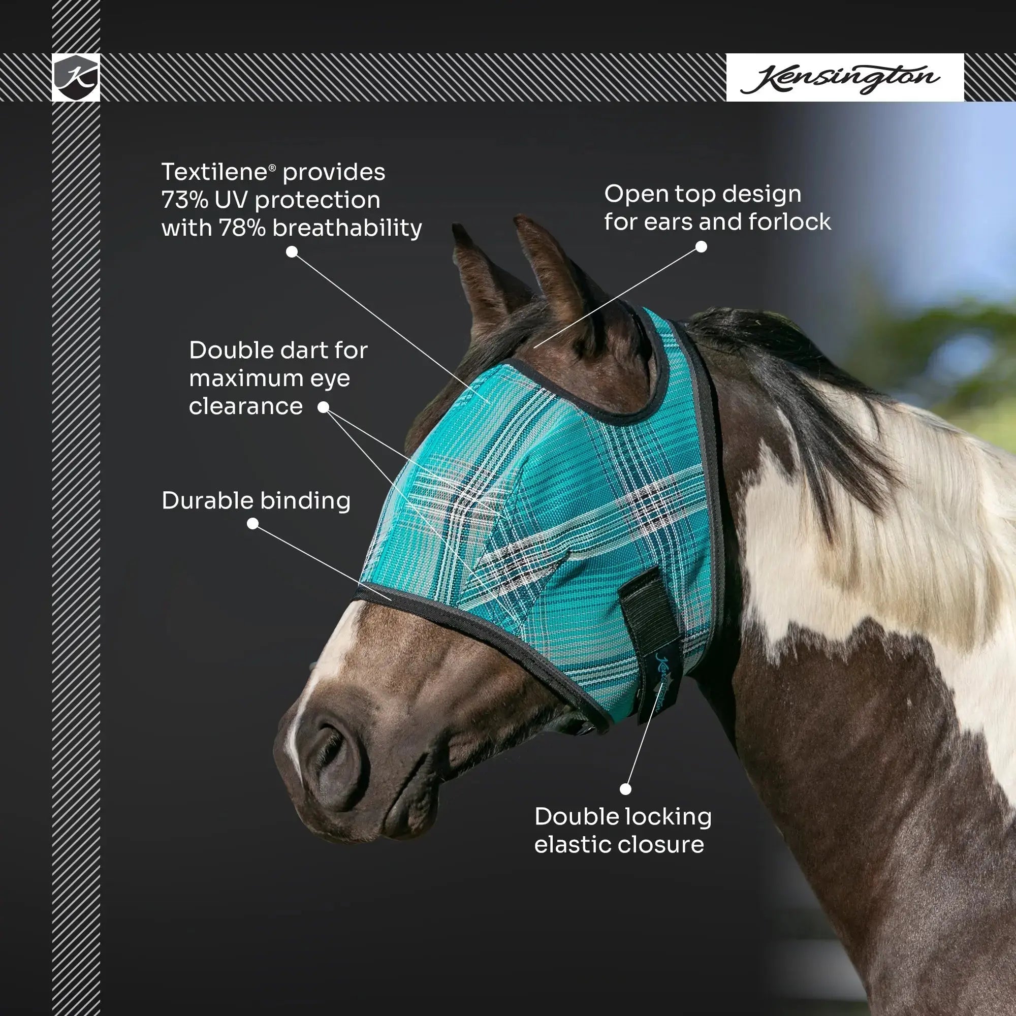 Kensington Fly Mask with 73% UV Protection - Open Top Design