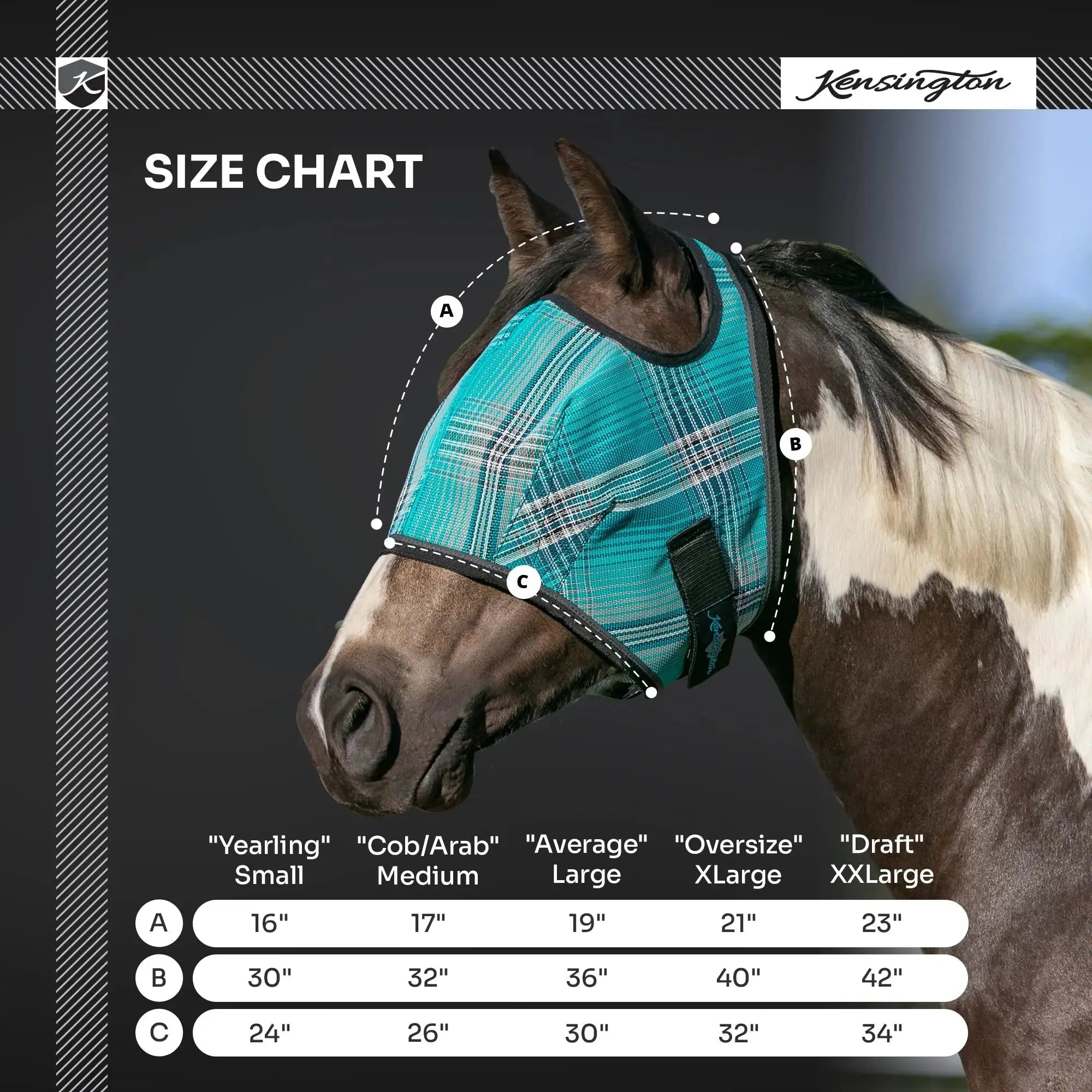 Kensington Fly Mask with 73% UV Protection - Open Top Design