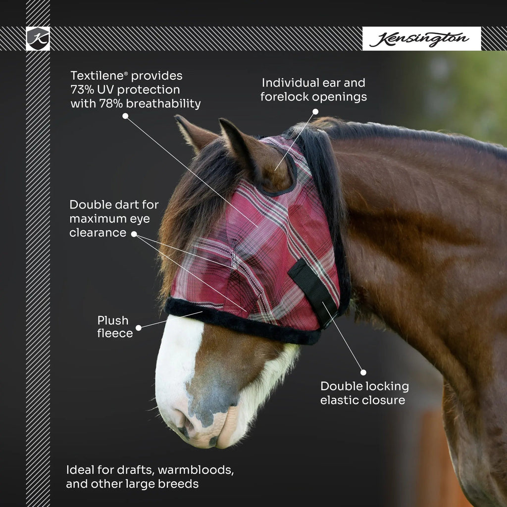 Kensington Draft Horse Fly Mask with Fleece Trim & 73% UV Protection