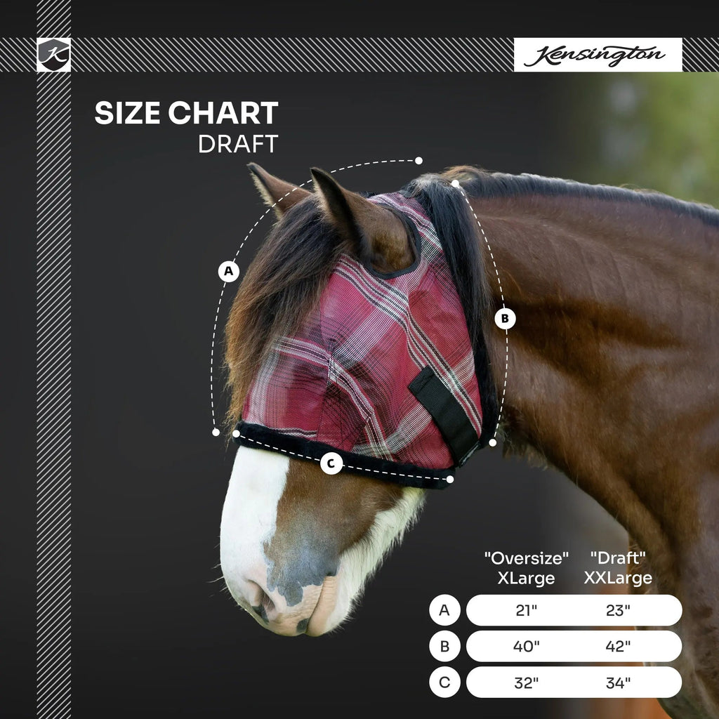 Kensington Draft Horse Fly Mask with Fleece Trim & 73% UV Protection