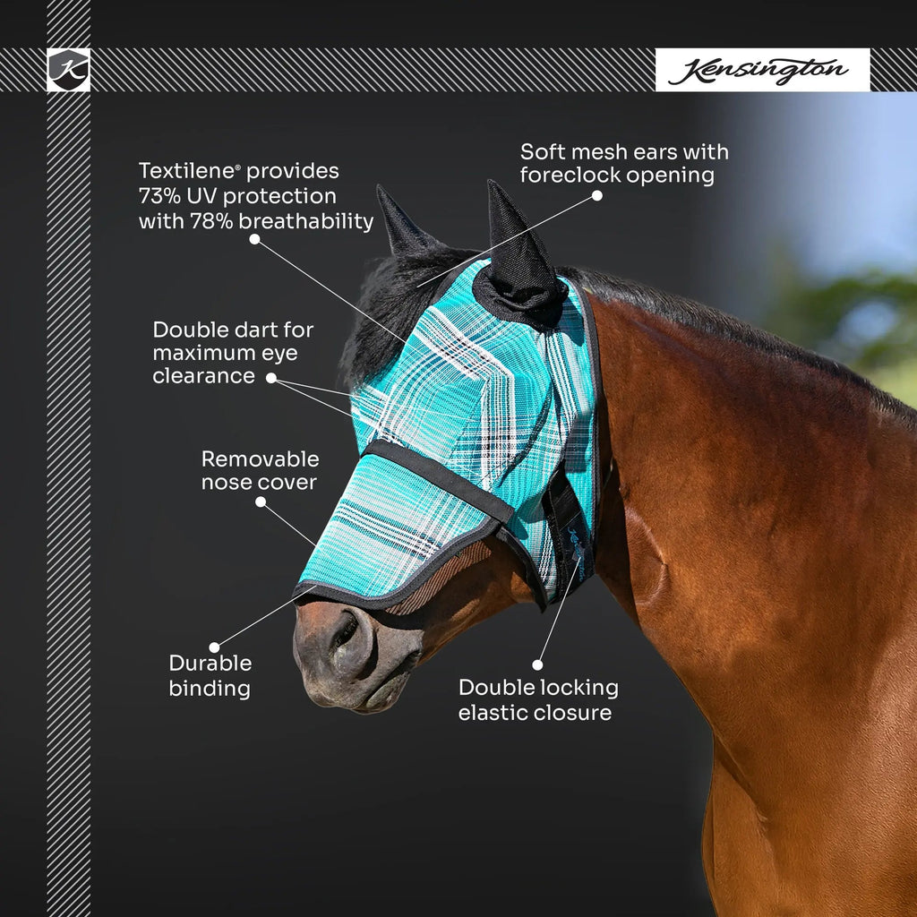 Kensington Fly Mask with Long Nose, Ears & 73% UV Protection