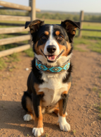 Epic Padded Leather Dog Collar with Beaded Design