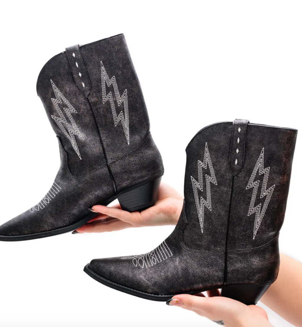 Bowie Metallic Boot in Black
