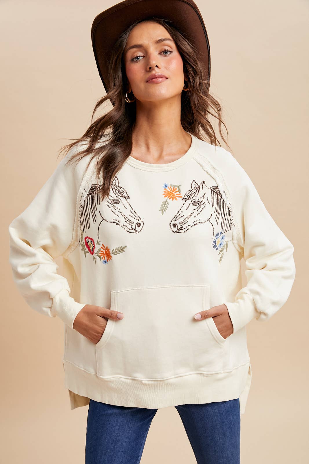 Embroidered Horse Pullover