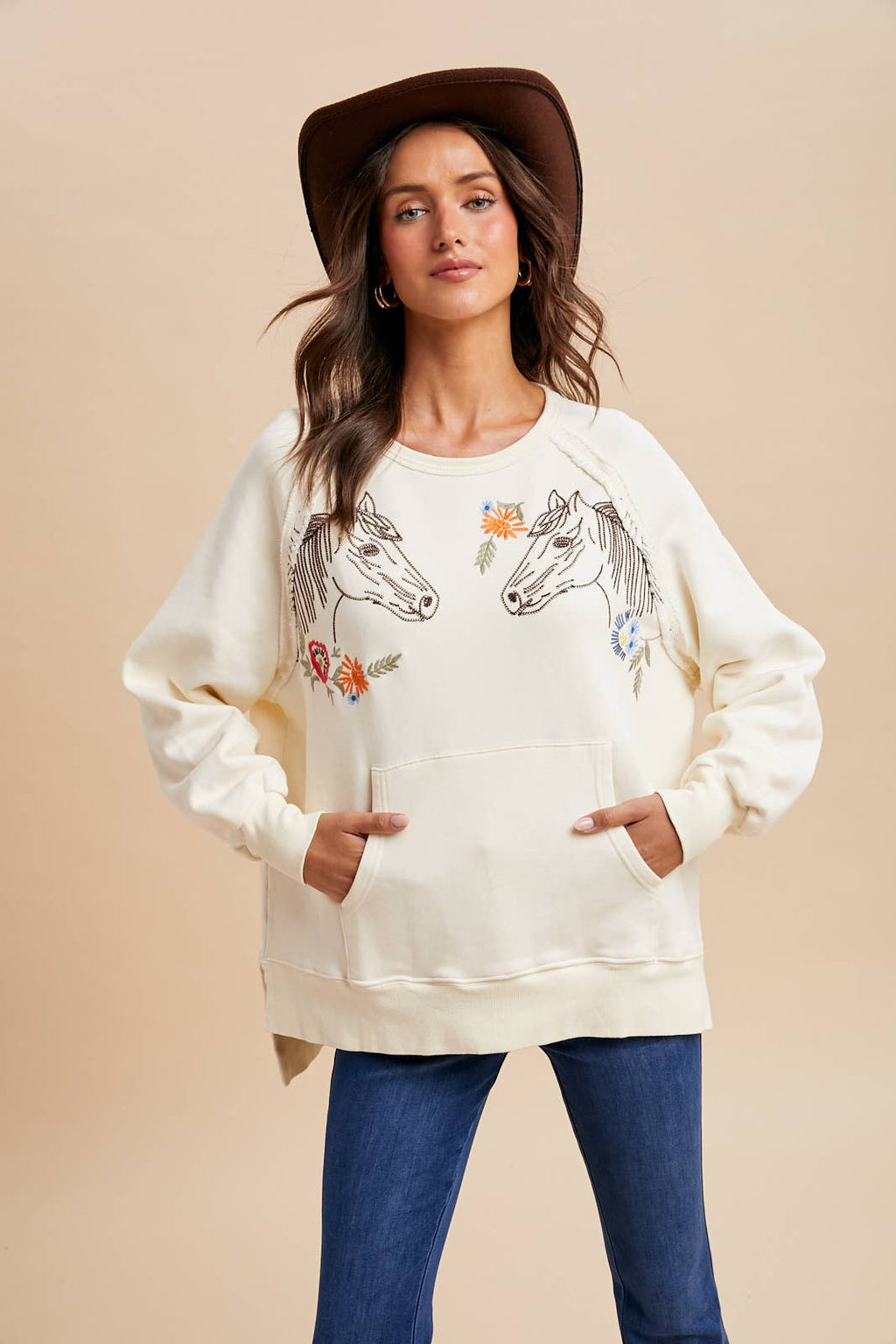 Embroidered Horse Pullover