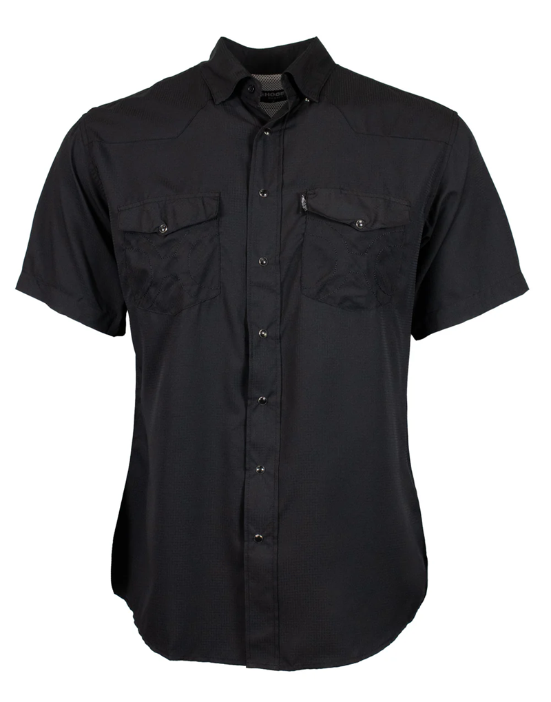 Hooey: Men's Black Short Sleeve Pearl Snap