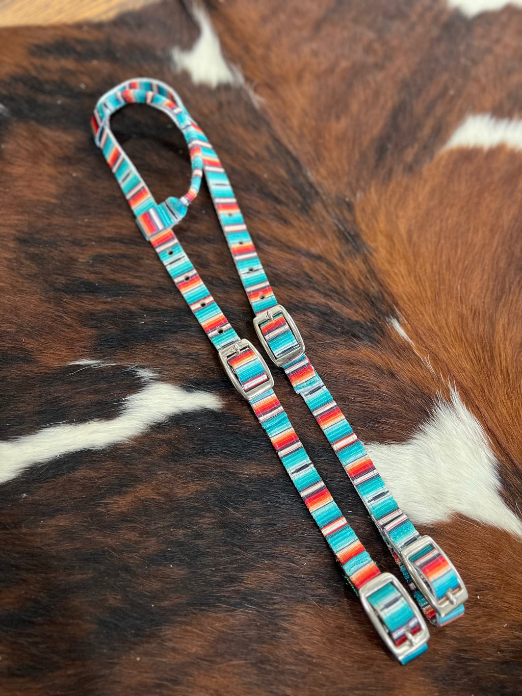 Nylon One Ear Headstall- Teal Serape