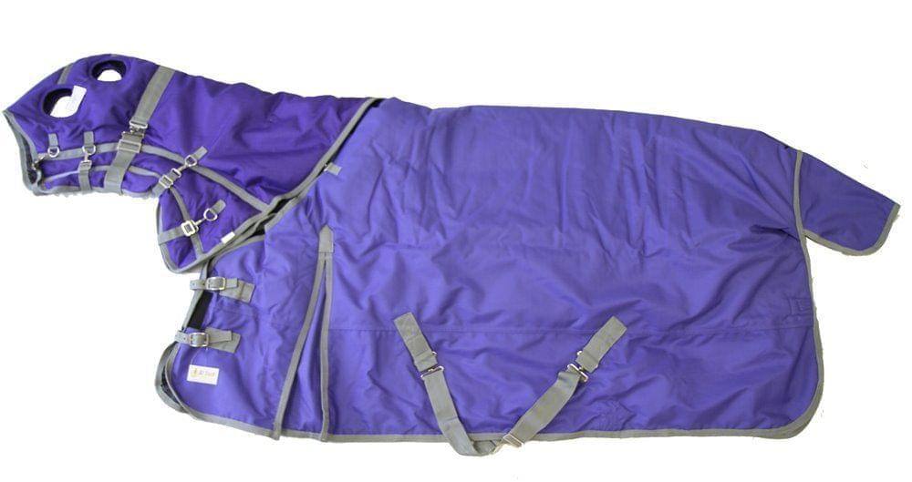 AJ Tack 400g 1200D Waterproof Turnout Horse Blanket with Hood - Purple