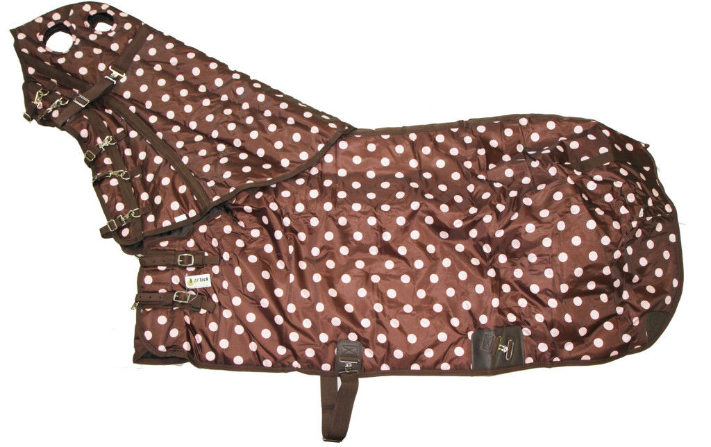 AJ Tack 300g 420D Stable Blanket - Brown with Pink Dots