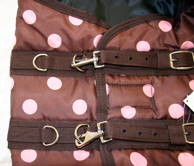 AJ Tack 300g 420D Stable Blanket - Brown with Pink Dots