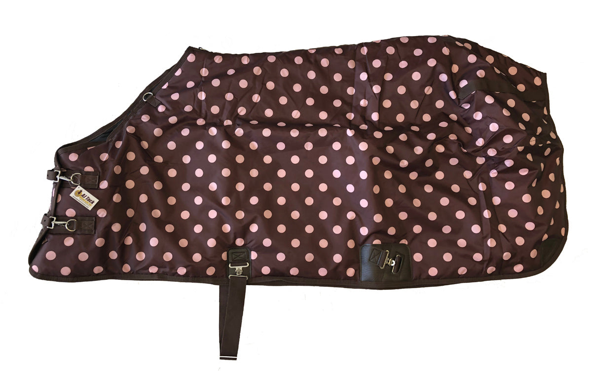 AJ Tack 300g 420D Stable Blanket - Brown with Pink Dots