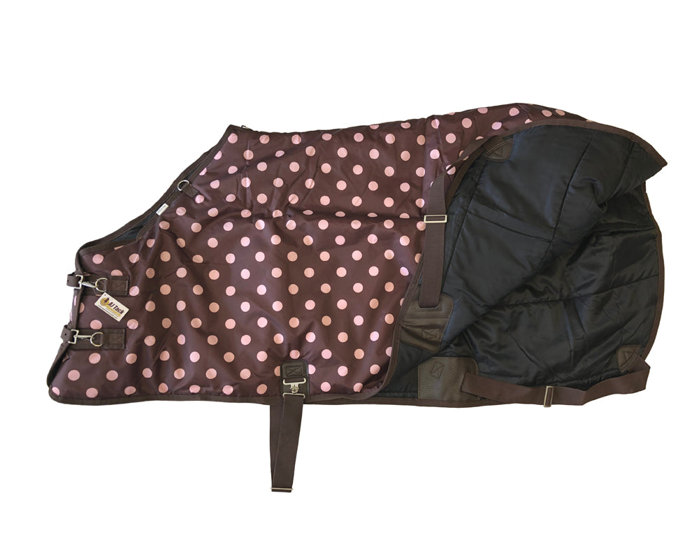 AJ Tack 300g 420D Stable Blanket - Brown with Pink Dots