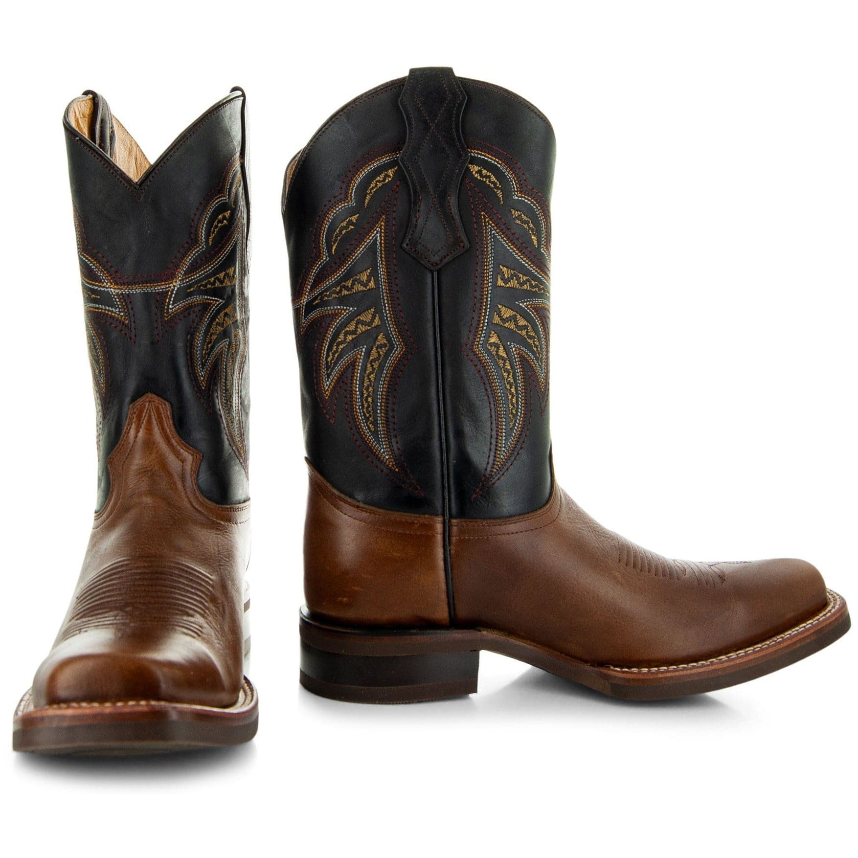 Miel Square Toe Leather Cowboy Boots H4002