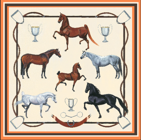Carson Kressley x Janet Crawford Equestrian Silk Scarf - Orange